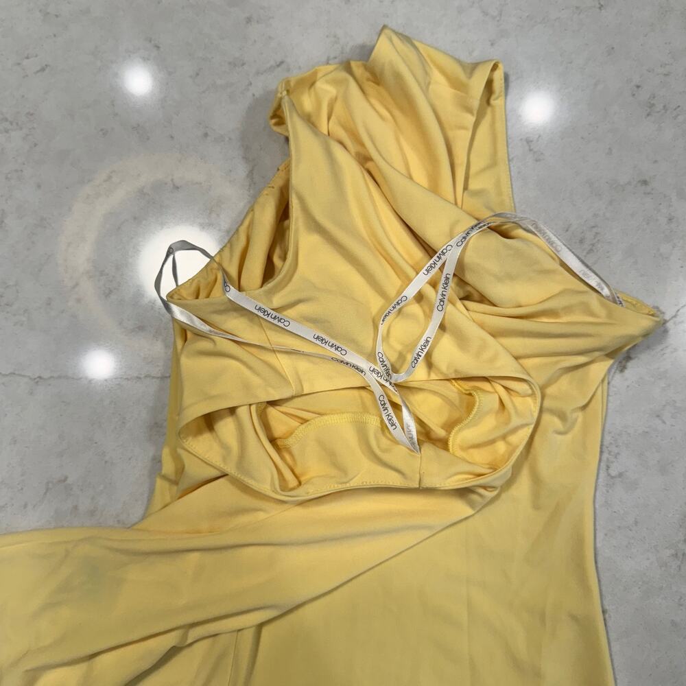 Calvin Klein Butter Yellow Sleeveless Pleated Blouse Women's 14 Quiet Luxury Top - Picture 16 of 16